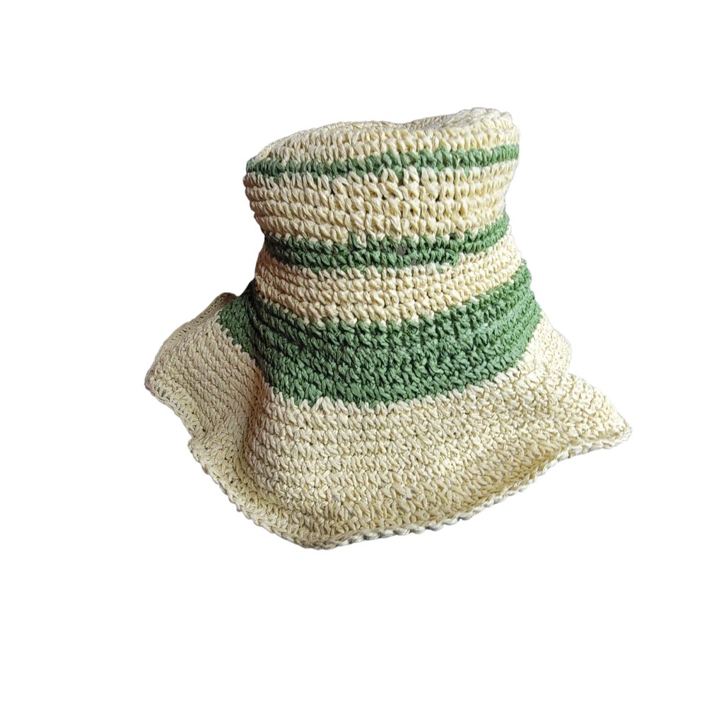 NWT New Treasure Bond Straw Like Bucket Hat Beige Green  ONE SIZE